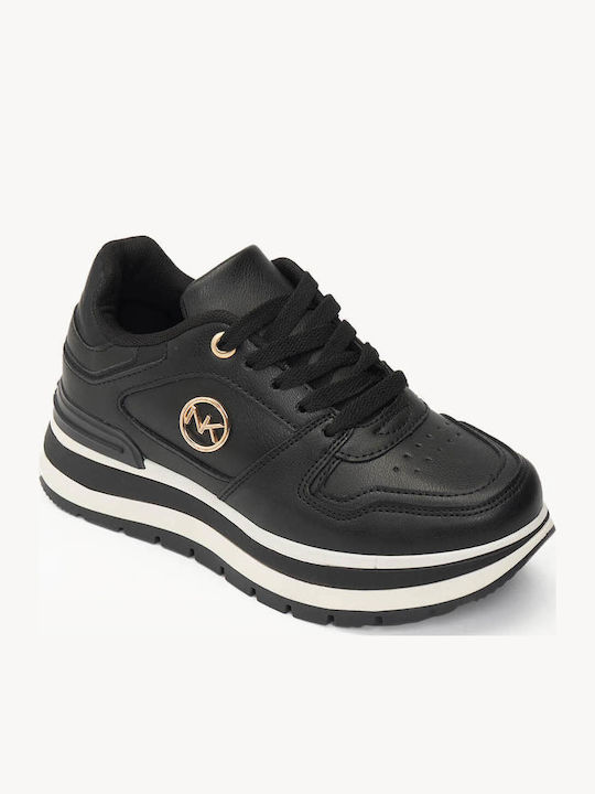 Schwarze Chunky Sneakers mit Metallischem Element