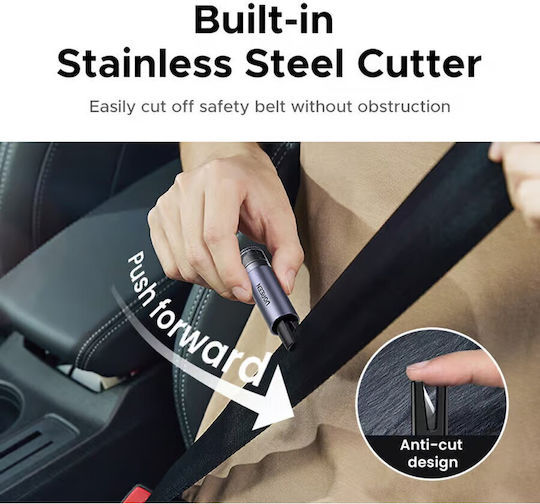 Ugreen Car Emergency Hammer With Seatbelt Cutter Gray