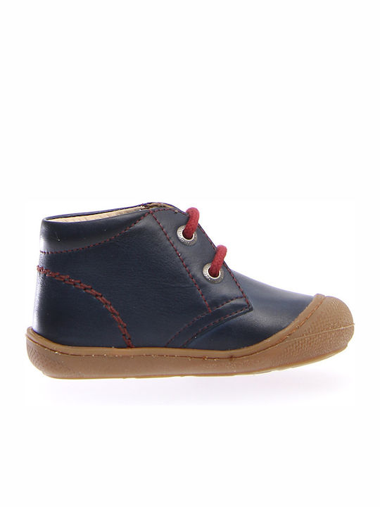 Anatomical Leather Kids Boots with Laces Navy Blue