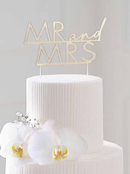 Декоративна Торта "mr Mrs" Акрилна Златна