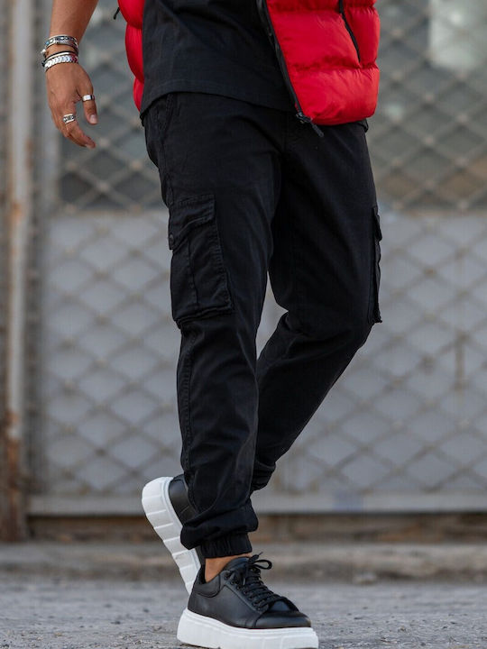 Trousers Cargo Elastic in Loose Fit Black