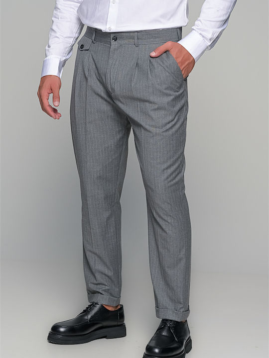 Oxford Trousers Suit Elastic in Slim Fit Gray