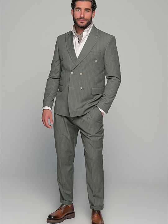 Oxford Herrenhosen Anzug Elastisch Schlank Fit Farbe Khaki