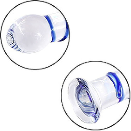 Smd Celestial Glass Dildo Blue Raised Spiral Texture & Mushroom Tip 17cm Clear Blue