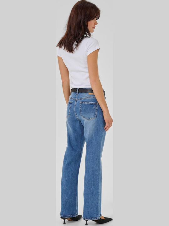 Women's Jean Trousers in Wide Line Medium Blue