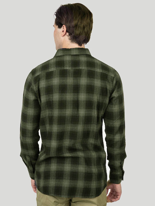 Long-sleeved Flannel Shirt Checked Black, Khaki