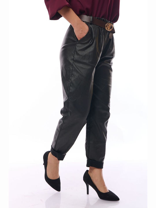 Damen Stoff Hose mit Gummizug Black