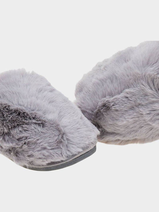 Winter Women's Slippers with Fur Gray