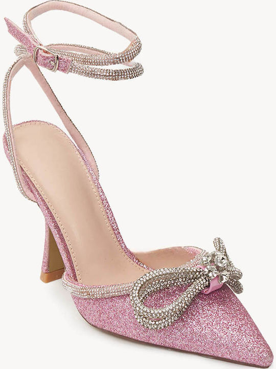 Rosa Pumps Glitzer Strass Schleife