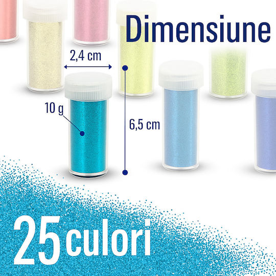 Set 25 Recipiente Glitter Tritart Sclipici Fin Recipient 10 G Potrivit Pentru Artă Unghii Machiaj Multicolor