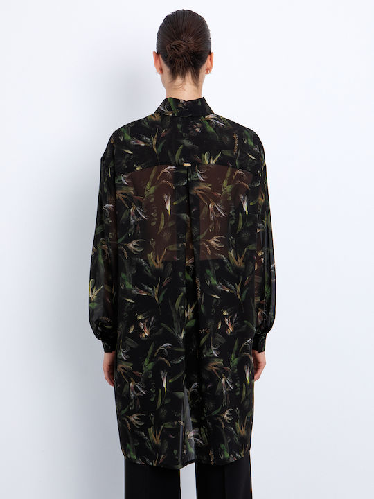 Langärmelig Damen Hemd Floral Blumen