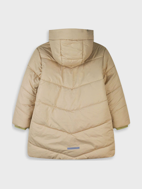 Kids Casual Long Jacket with Hood Beige