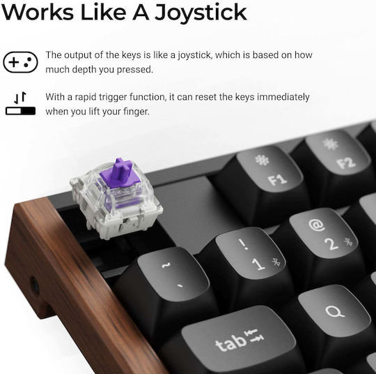 Keychron K10 HE K10H-F1 Fără fir Efect Hall Gaming Tastatură cu Magnetic comutatoare și iluminare RGB (Engleză US)