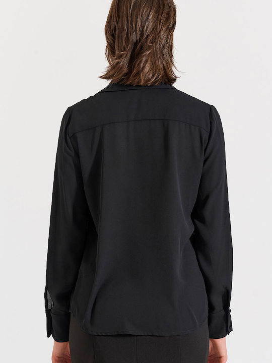 Langärmelig Damen Hemd Black