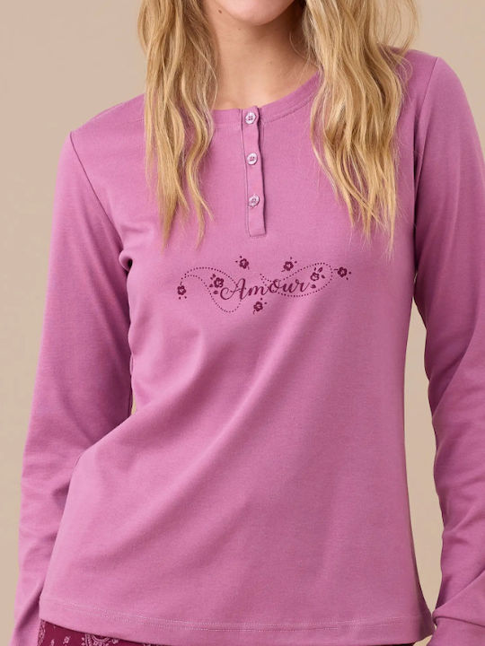 Noidinotte Winter Damen Pyjama-Set Burgundy