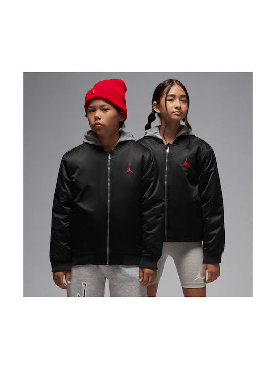 Kids' Sports Jacket with Lining & Hood Black