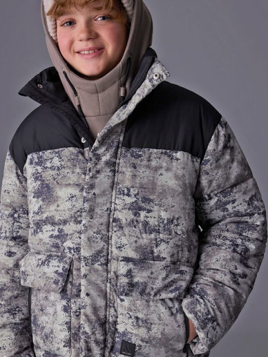 Kids Casual Long Jacket with Hood Beige