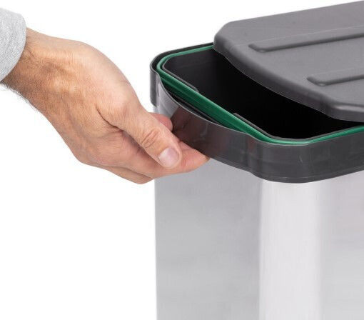 Emuca Waste Bin Recycling made of Stainless Steel Silver 12lt 2pcs