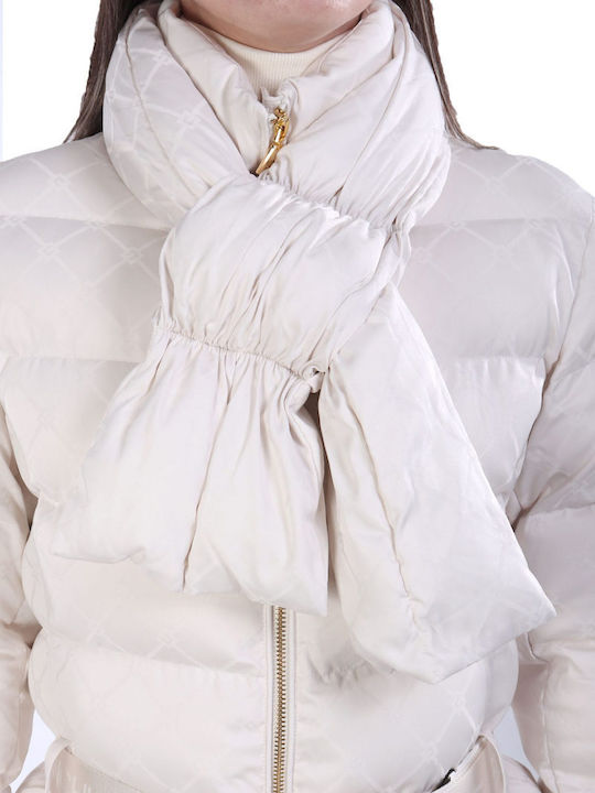 Women's Long Puffer Jacket for Winter Ecru