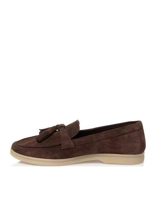 Leather Women's Moccasins in Brown Color