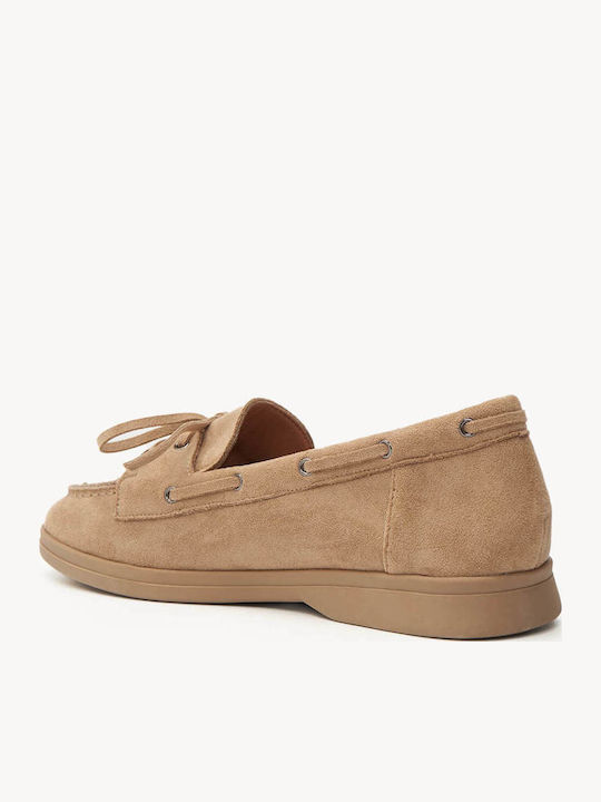 Mocasini Dama Bej Cu Funda Decorativă Cusătură