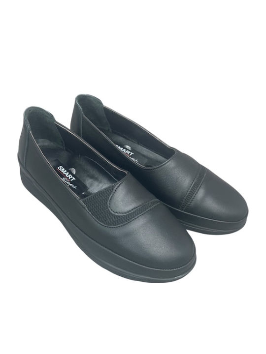 Leather Women's Moccasins in Black Color