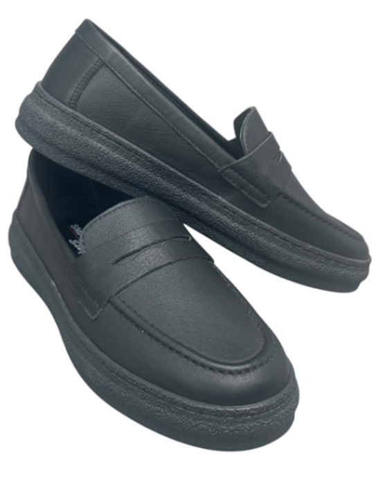 Δερμάτινα Γυναικεία Loafers σε Μαύρο Χρώμα