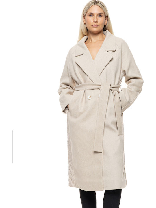 Women's Lt Beige Coat with Hood