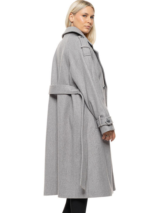 Damen Grey Mantel mit Knöpfen