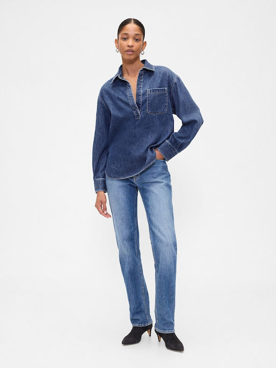 Μακρυμάνικο Γυναικείο Πουκάμισο Medium Wash