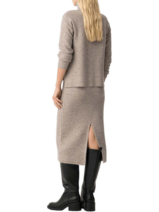 Tiffosi Hochtailliert Midi Rock Beige