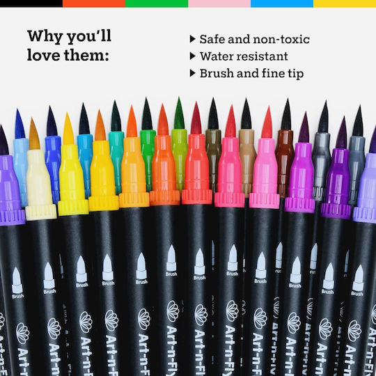 Art-n-fly Two Tips Fine Tip Markere de Proiectare 0.4mm Multicolor 25buc