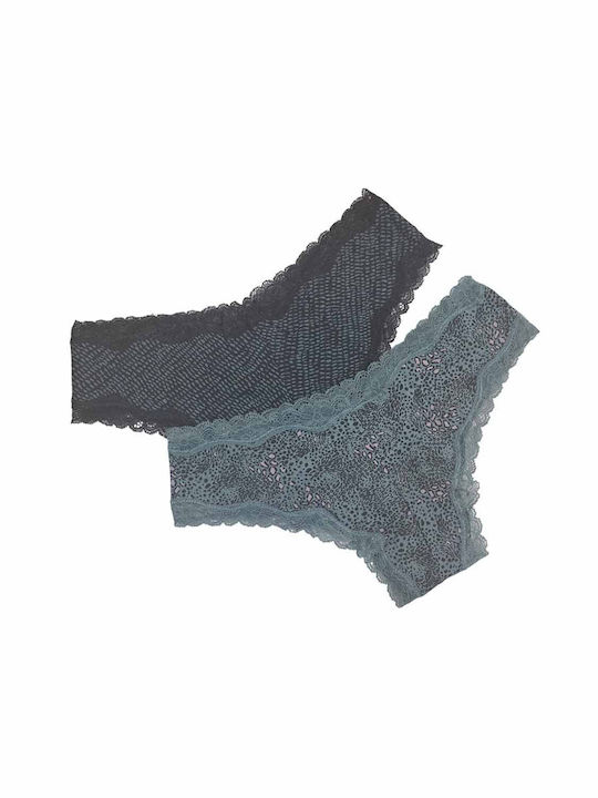 Bamboo Damen Brasilien 2Pack mit Spitze Multicolour