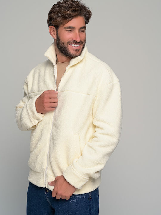 Ανδρική Ζακέτα Fleece Εκρου
