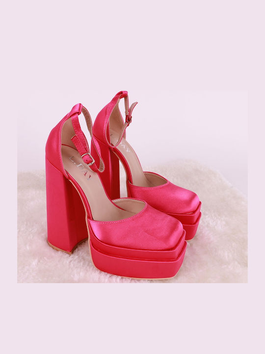 Fuchsia Heels with Strap