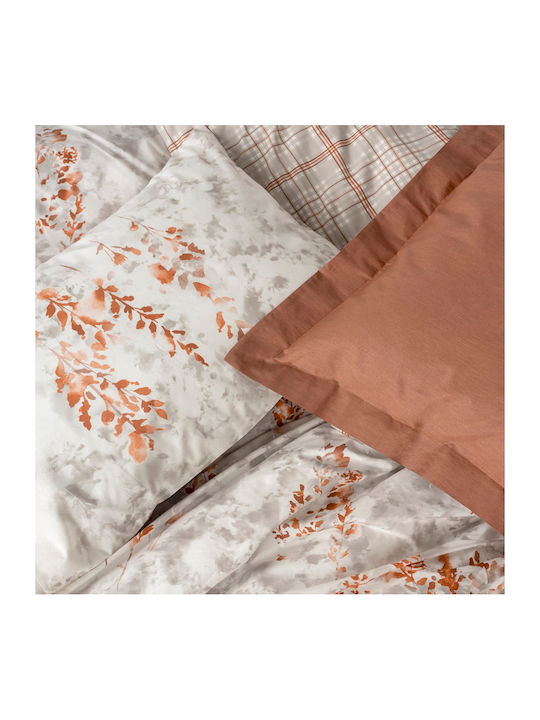 Cotton Box Duvet Cover Set Cotton Single with Pillowcase 160x220 Lamina Cinnamon