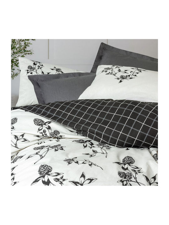 Cotton Box Duvet Cover Set Cotton Double with 2 Pillowcases 200x220 Box 4 Charcoal