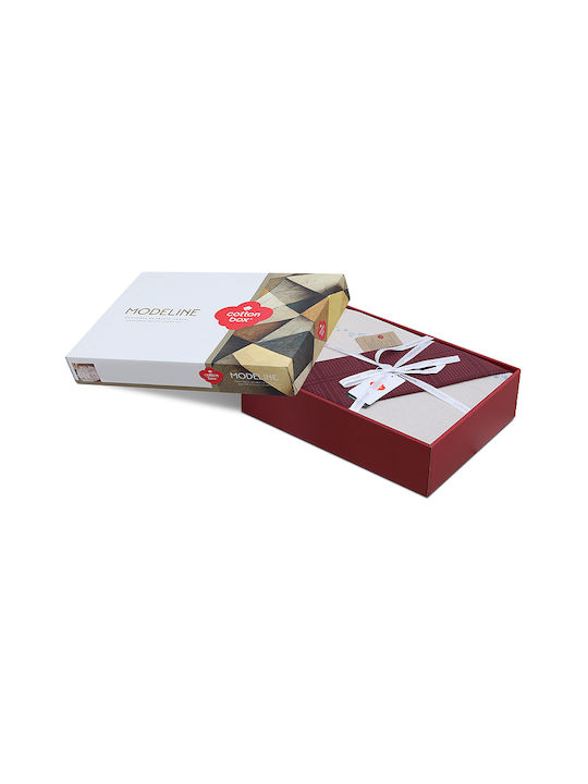 Cotton Box Duvet Cover Set Cotton Double with 2 Pillowcases 200x220 Box 4 Bordeaux