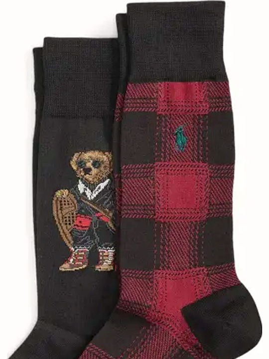 Ralph Lauren Herren Gemusterte Socken Black-Red 2Pack