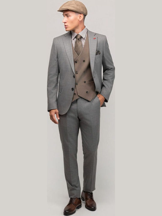 Men's Winter Suit with Vest Gray