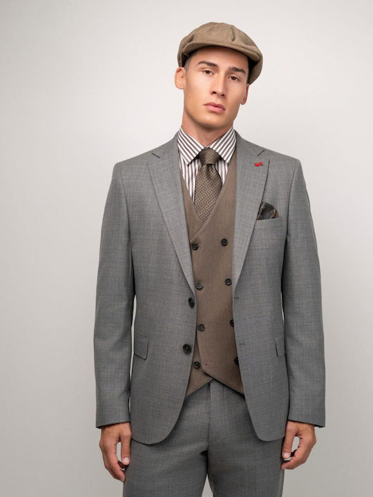 Men's Winter Suit with Vest Gray
