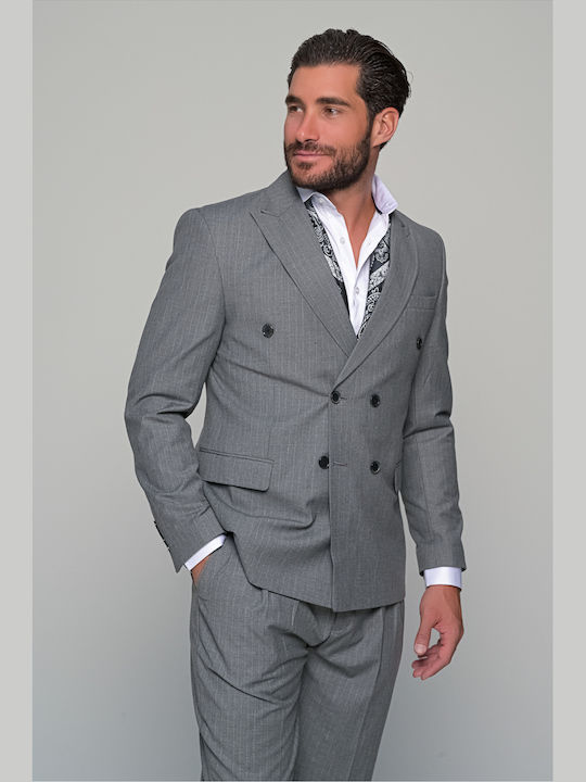 Oxford Men's Suit Slim Fit Gray
