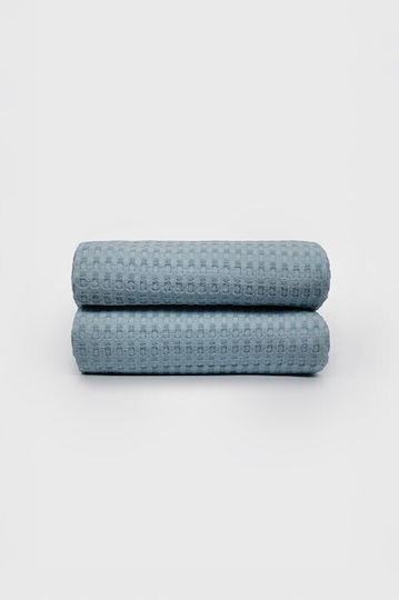 Naf Naf Waffle Pique Blanket Single 170x240cm Angel Blue