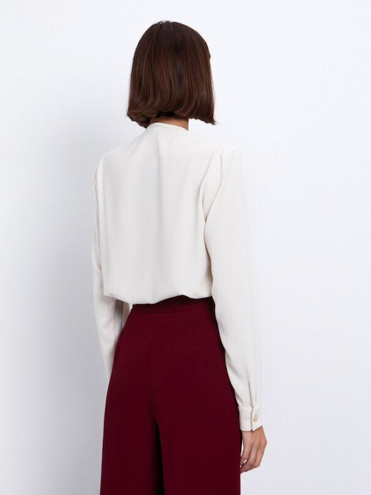 Damen Bluse Langärmelig Beige