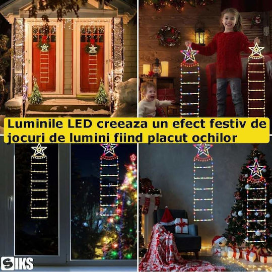 Luminat Decorativ Moș Crăciun pe Scară 165x25cm.