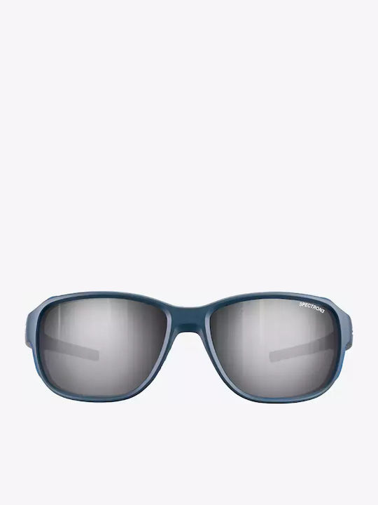 Julbo Montebianco 2 Men's Sunglasses with Navy Blue Plastic Frame and Silver Polarized Mirror Lens J5419012