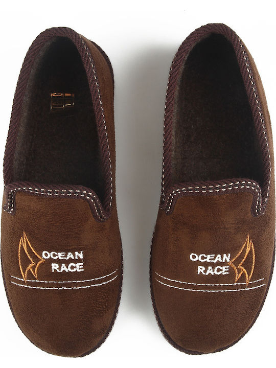 Heel Enclosed Men's Slipper Brown