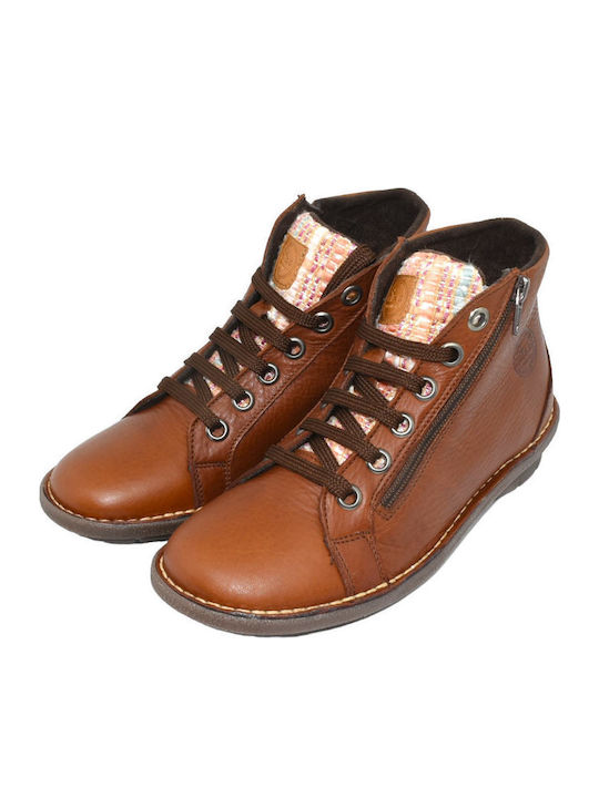 Leder Stiefeletten Damen Braun