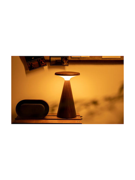 Gingko Kunststoff Tischlampe LED mit Braun Schirm und Basis