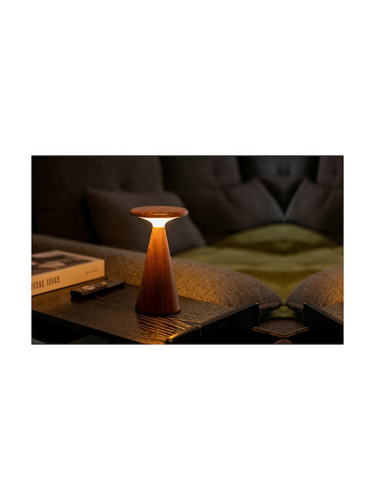 Gingko Kunststoff Tischlampe LED mit Braun Schirm und Basis